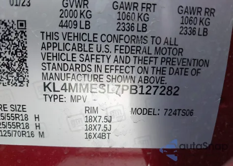 2023 Buick Encore Gx Select Awd from USA, damaged, VIN KL4MMESL7PB127282